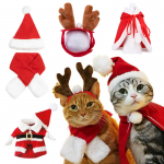【PUYOSU】 New Christmas Pet Hat, Headband, Hair Accessories & Scarf Set – Cute Santa Claus Design for Dogs & Cats