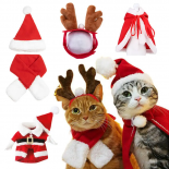 【PUYOSU】 New Christmas Pet Hat, Headband, Hair Accessories & Scarf Set – Cute Santa Claus Design for Dogs & Cats