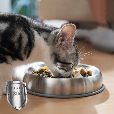 【Hachik】 Automatic 304 Stainless Steel Pet Bowls – Ideal for Small & Medium Dogs, Cats, Food & Water Bowls with Rounded Wave Texture
